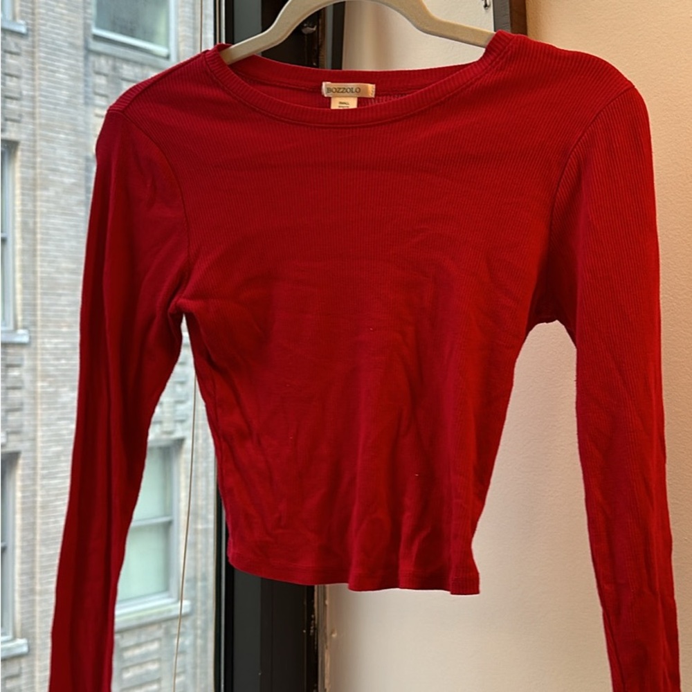 Red Long Sleeve Top